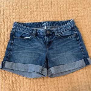LOFT Medium Blue Cuffed Denim Shorts